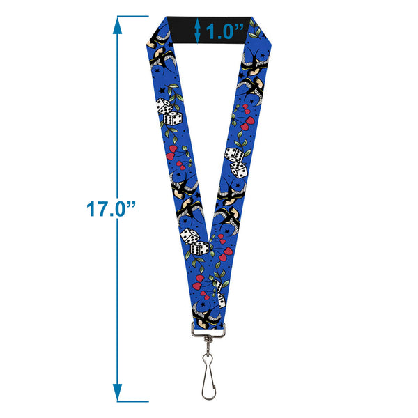 Buckle-Down Lanyard - 1.0" - Lucky CLOSE-UP Blue