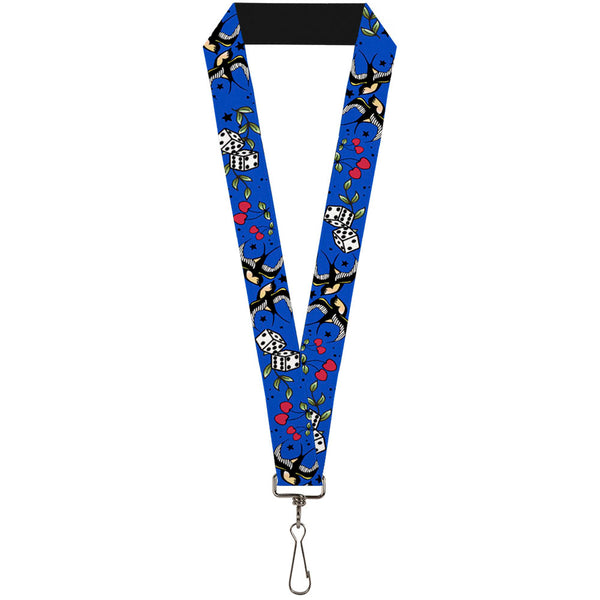 Buckle-Down Lanyard - 1.0" - Lucky CLOSE-UP Blue