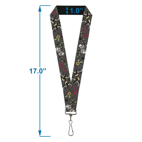 Buckle-Down Lanyard - 1.0" - Lucky CLOSE-UP Gray