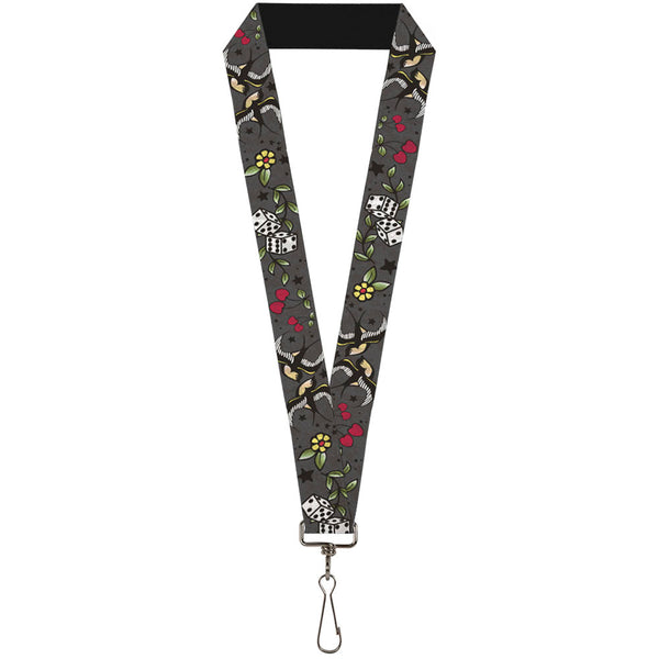 Buckle-Down Lanyard - 1.0" - Lucky CLOSE-UP Gray