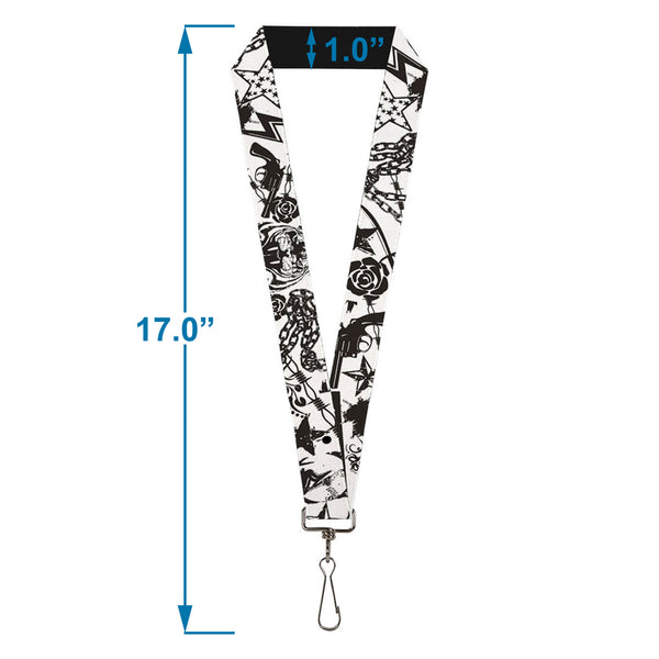 Buckle-Down Lanyard - 1.0" - Madness White Black