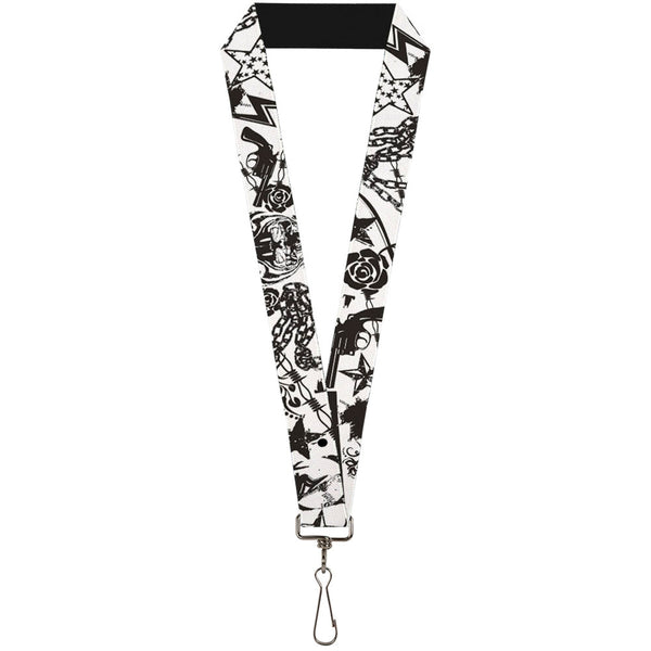 Buckle-Down Lanyard - 1.0" - Madness White Black