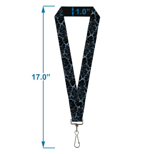 Buckle-Down Lanyard - 1.0" - Marble Black/Baby Blue
