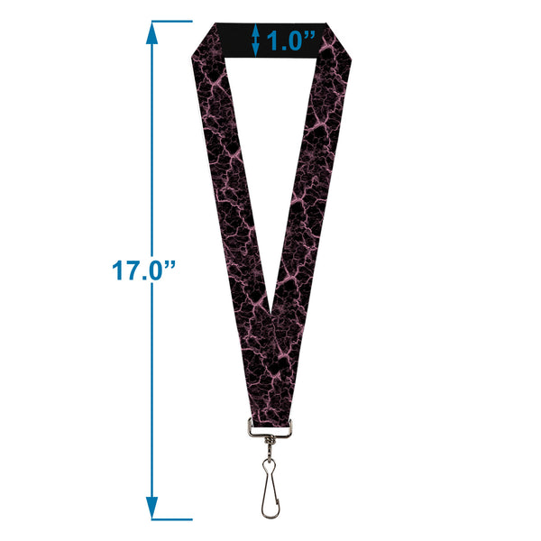 Buckle-Down Lanyard - 1.0" - Marble Black/Baby Pink