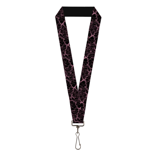 Buckle-Down Lanyard - 1.0" - Marble Black/Baby Pink