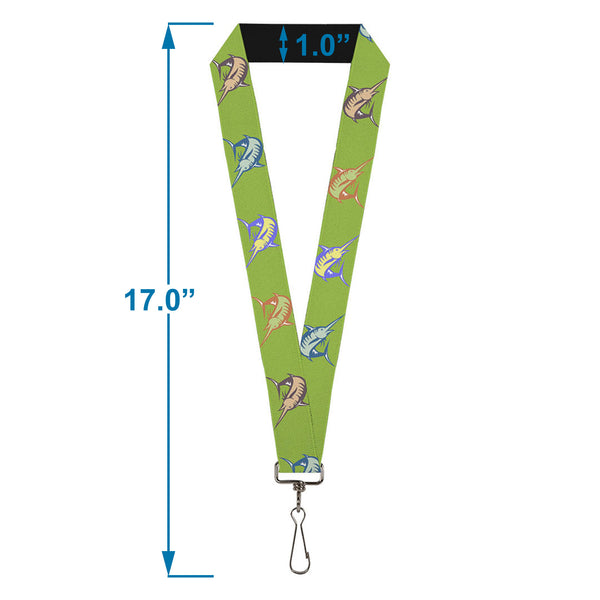 Buckle-Down Lanyard - 1.0" - Marlin Green Multi Color