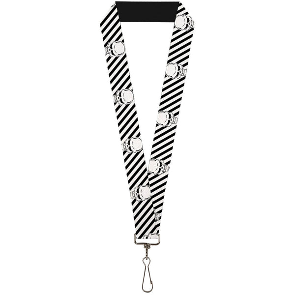 Buckle-Down Lanyard - 1.0" - Metal Skull Black White