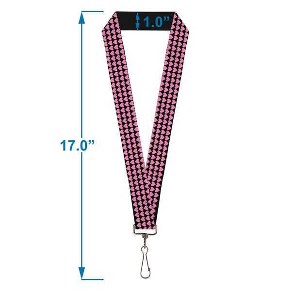 Buckle-Down Lanyard - 1.0" - Mini Hearts Black Pink