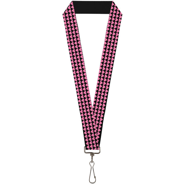 Buckle-Down Lanyard - 1.0" - Mini Hearts Black Pink