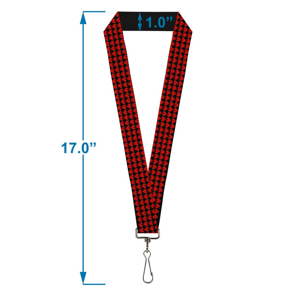 Buckle-Down Lanyard - 1.0" - Mini Hearts Black Red