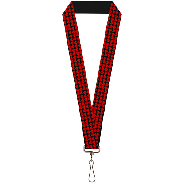 Buckle-Down Lanyard - 1.0" - Mini Hearts Black Red
