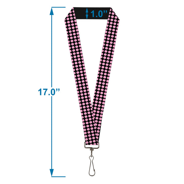 Buckle-Down Lanyard - 1.0" - Mini Polka Dots Black Pink