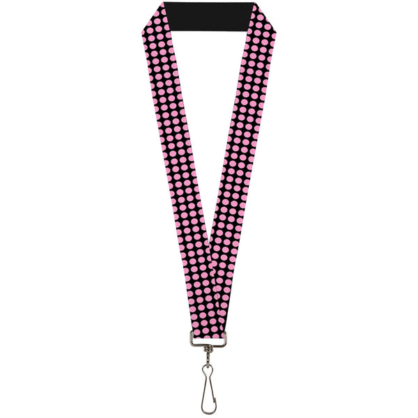 Buckle-Down Lanyard - 1.0" - Mini Polka Dots Black Pink