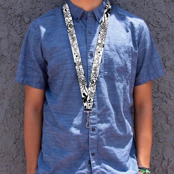Buckle-Down Lanyard - 1.0" - Mom & Dad Black White