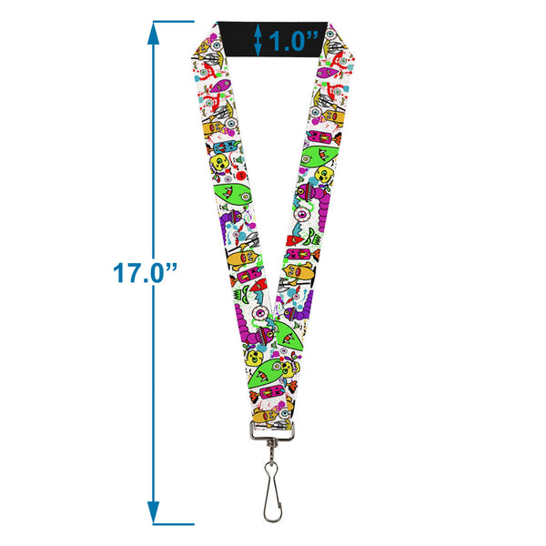 Buckle-Down Lanyard - 1.0" - Monsters White