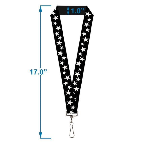 Buckle-Down Lanyard - 1.0" - Multi Stars Black White