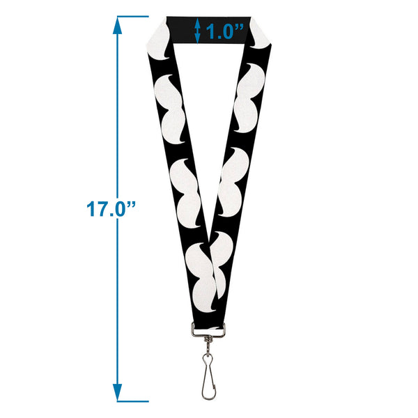 Buckle-Down Lanyard - 1.0" - Mustache Black White