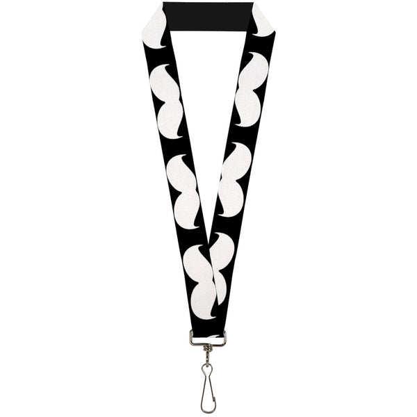 Buckle-Down Lanyard - 1.0" - Mustache Black White