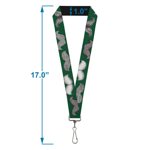 Buckle-Down Lanyard - 1.0" - Mustaches Green Sketch