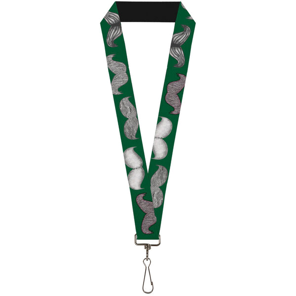 Buckle-Down Lanyard - 1.0" - Mustaches Green Sketch