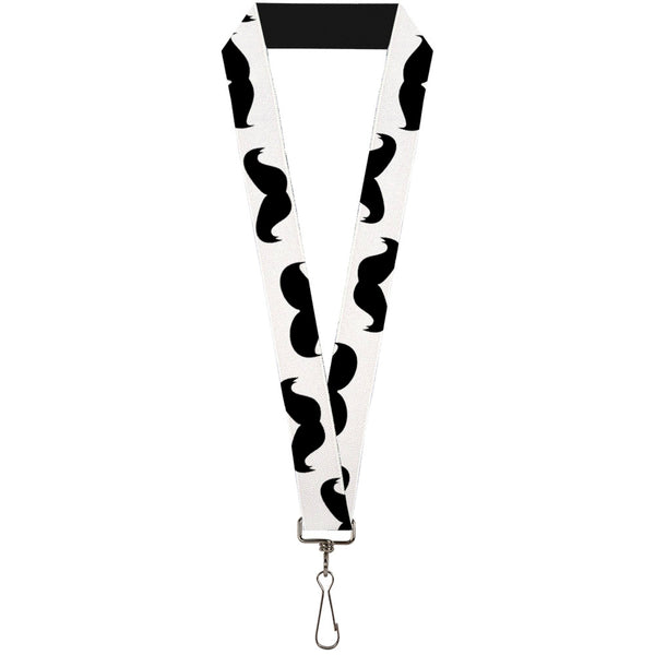 Buckle-Down Lanyard - 1.0" - Mustaches White Black