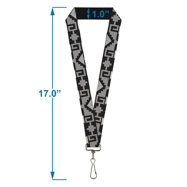 Buckle-Down Lanyard - 1.0" - Navajo2 Black Gray
