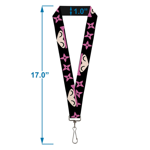 Buckle-Down Lanyard - 1.0" - Ninja Star Black Pink