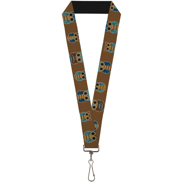 Buckle-Down Lanyard - 1.0" - Owls Brown Pastel