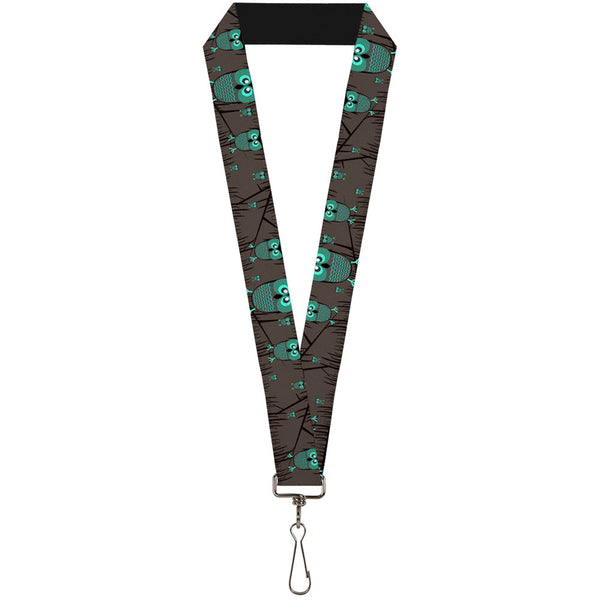 Buckle-Down Lanyard - 1.0" - Owls in Trees Turquoise