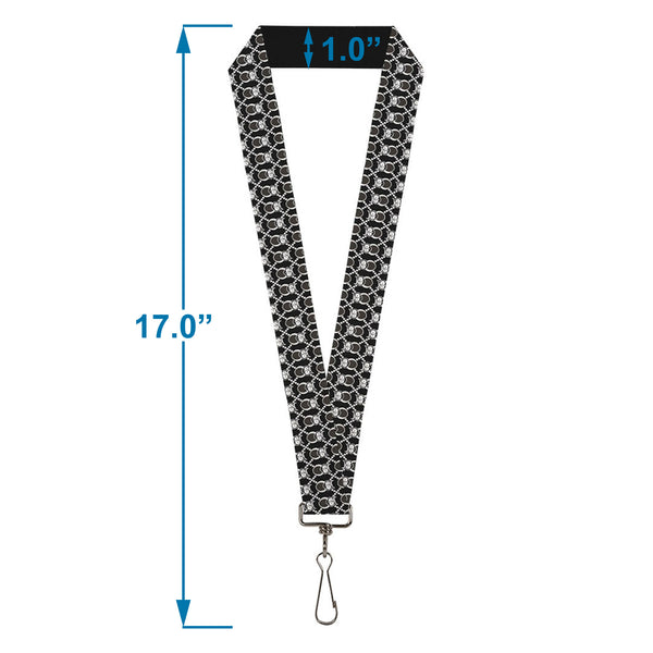 Buckle-Down Lanyard - 1.0" - Owls Monogram Black White
