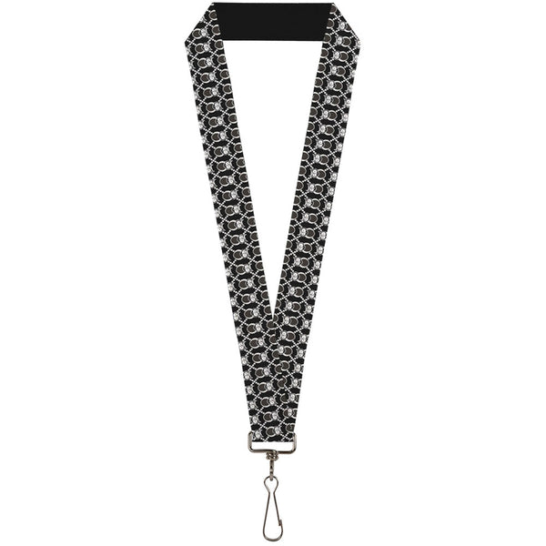 Buckle-Down Lanyard - 1.0" - Owls Monogram Black White