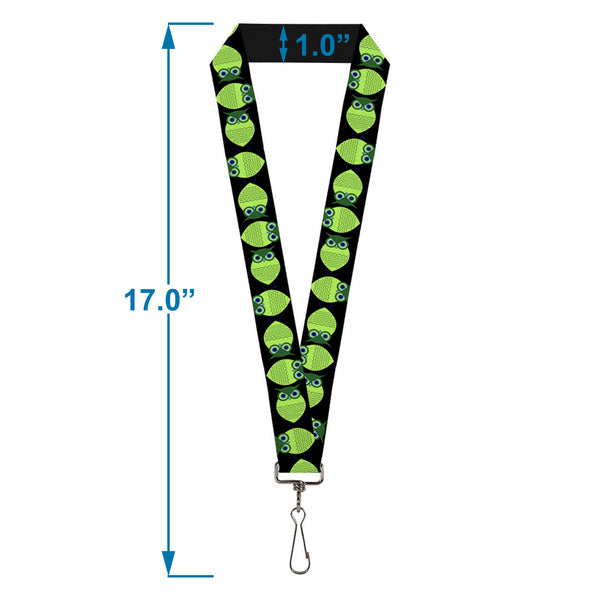 Buckle-Down Lanyard - 1.0" - Owls Spin Black Green