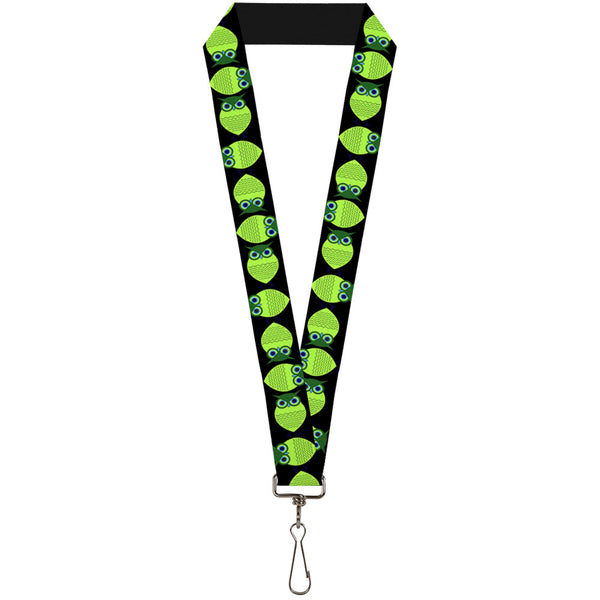 Buckle-Down Lanyard - 1.0" - Owls Spin Black Green