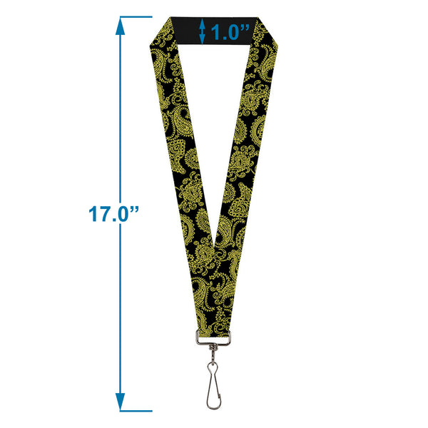 Buckle-Down Lanyard - 1.0" - Paisley Black Neon Yellow