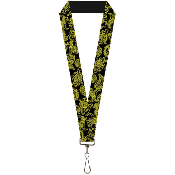Buckle-Down Lanyard - 1.0" - Paisley Black Neon Yellow