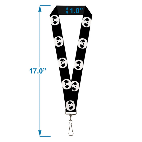 Buckle-Down Lanyard - 1.0" - Panda Face Black White