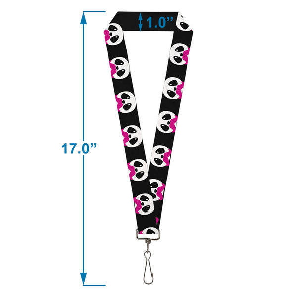 Buckle-Down Lanyard - 1.0" - Panda Face W Pink Mustache