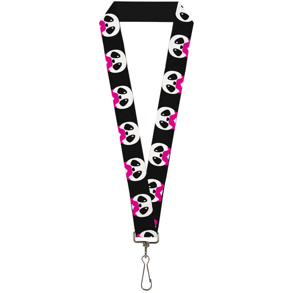 Buckle-Down Lanyard - 1.0" - Panda Face w Pink Mustache