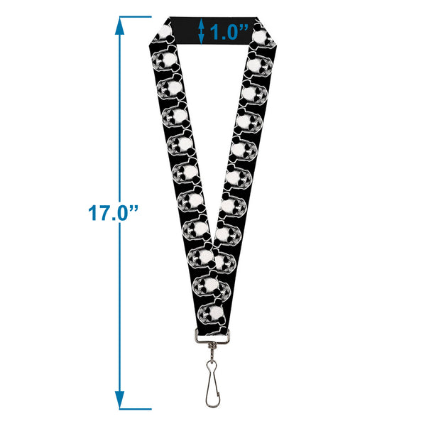 Buckle-Down Lanyard - 1.0" - Panda Skulls