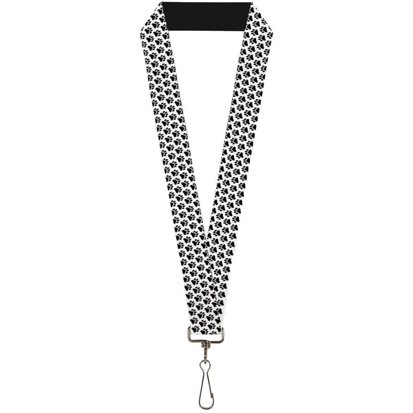 Buckle-Down Lanyard - 1.0" - Paw Print White Black