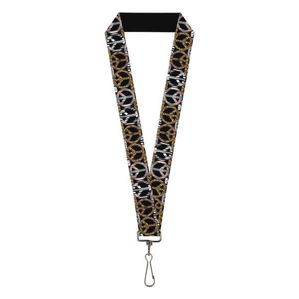 Buckle-Down Lanyard - 1.0" - Peace Black Animal Prints