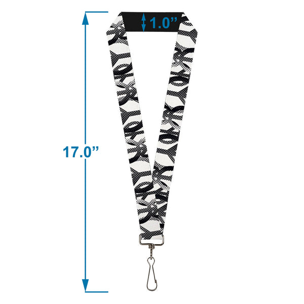 Buckle-Down Lanyard - 1.0" - Peace Dots White Black