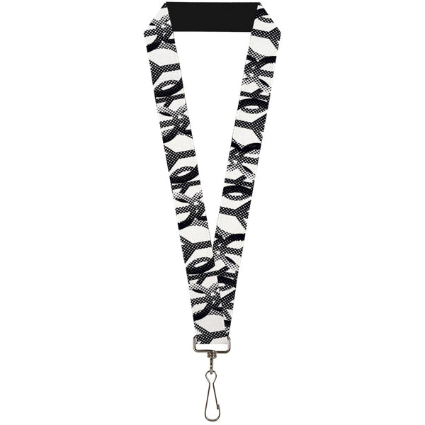 Buckle-Down Lanyard - 1.0" - Peace Dots White Black