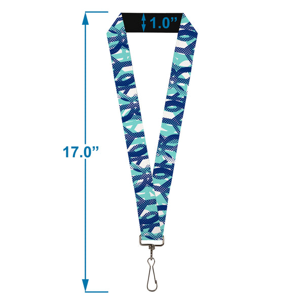 Buckle-Down Lanyard - 1.0" - Peace Dots White Blue