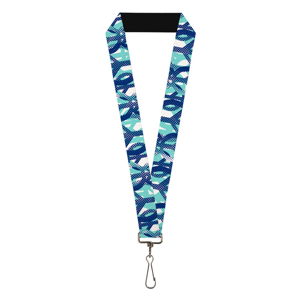 Buckle-Down Lanyard - 1.0" - Peace Dots White Blue