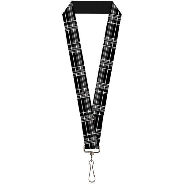 Buckle-Down Lanyard - 1.0" - Plaid Black Gray