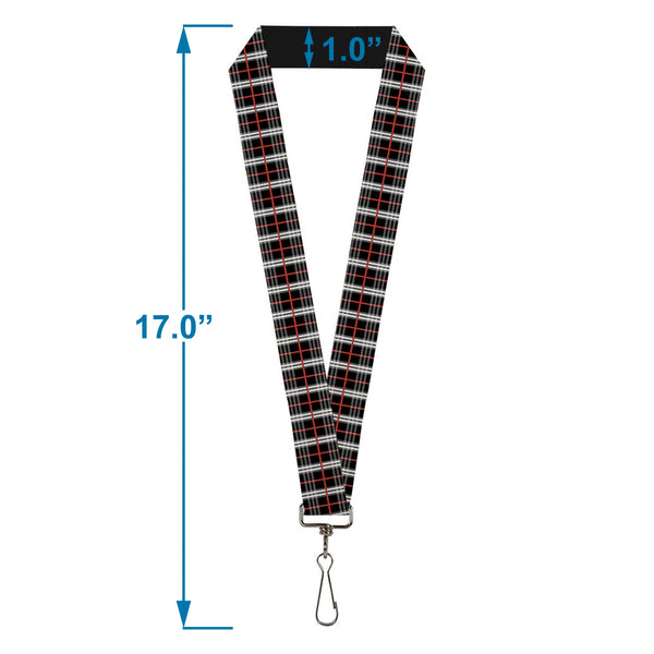Buckle-Down Lanyard - 1.0" - Plaid Black Red