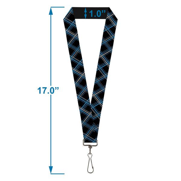 Buckle-Down Lanyard - 1.0" - Plaid Black Turquoise Gray