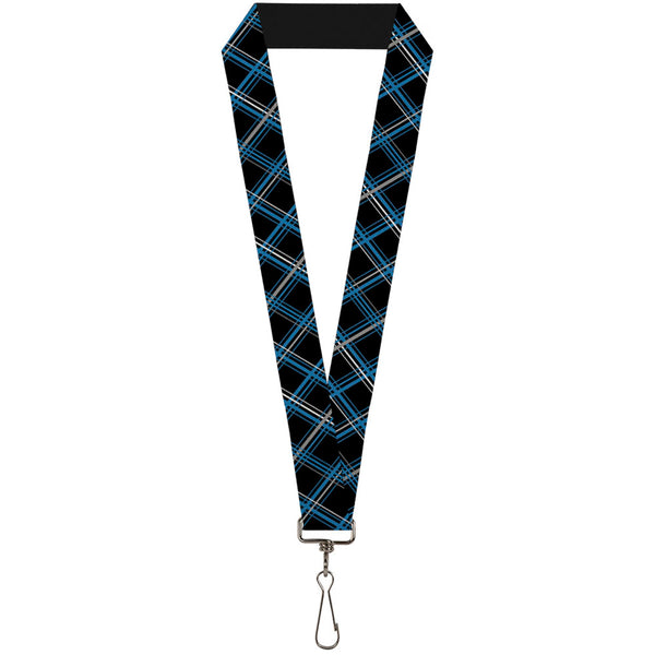 Buckle-Down Lanyard - 1.0" - Plaid Black Turquoise Gray