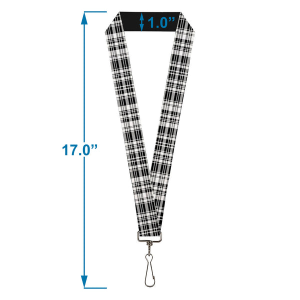Buckle-Down Lanyard - 1.0" - Plaid Black White